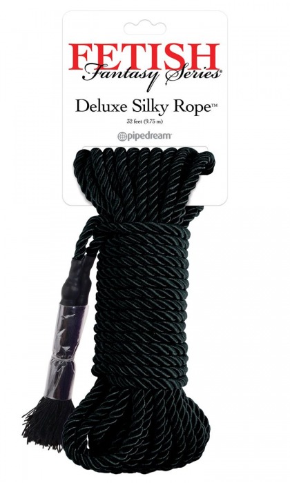 Черная веревка для фиксации Deluxe Silky Rope - 9,75 м. - Pipedream - купить с доставкой в Стерлитамаке