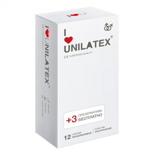 Ультратонкие презервативы Unilatex Ultra Thin - 12 шт. + 3 шт. в подарок - Unilatex - купить с доставкой в Стерлитамаке