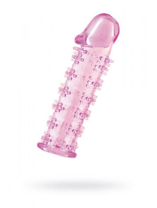 Гелевая розовая насадка на фаллос с шипами - 12 см. - Toyfa Basic - в Стерлитамаке купить с доставкой