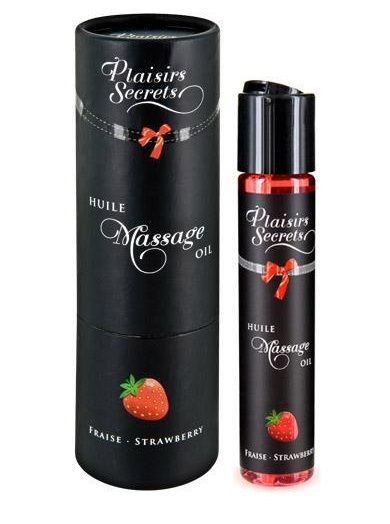 Массажное масло с ароматом клубники Huile de Massage Gourmande Fraise des Bois - 59 мл. - Plaisir Secret - купить с доставкой в Стерлитамаке