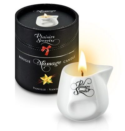 Массажная свеча с ароматом ванили Bougie Massage Gourmande Vanille - 80 мл. - Plaisir Secret - купить с доставкой в Стерлитамаке