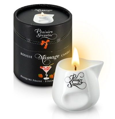 Массажная свеча с ароматом клубничного дайкири Bougie de Massage Daikiri Fraise - 80 мл. - Plaisir Secret - купить с доставкой в Стерлитамаке