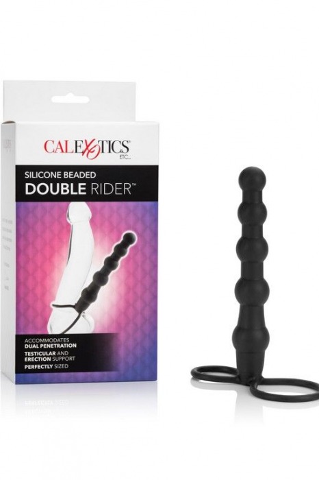 Насадка на пенис для двойного проникновения Silicone Beaded Double Rider - 14 см. - California Exotic Novelties - в Стерлитамаке купить с доставкой