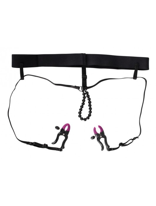 Трусики с зажимами для половых губ и бусинками для массажа промежности - Orion - купить с доставкой в Стерлитамаке