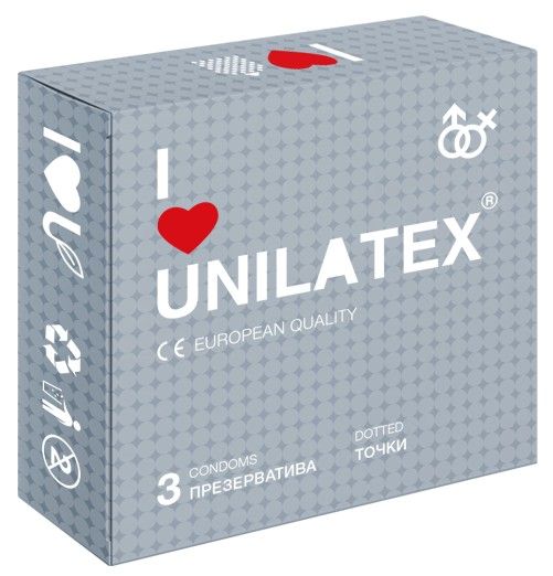 Презервативы с точками Unilatex Dotted - 3 шт. - Unilatex - купить с доставкой в Стерлитамаке