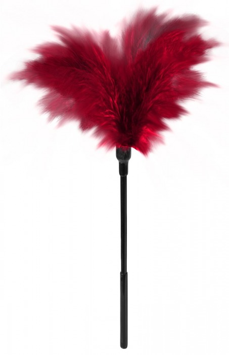Пластиковая метелочка с красными пёрышками Small Feather Tickler - 32 см. - Blush Novelties - купить с доставкой в Стерлитамаке