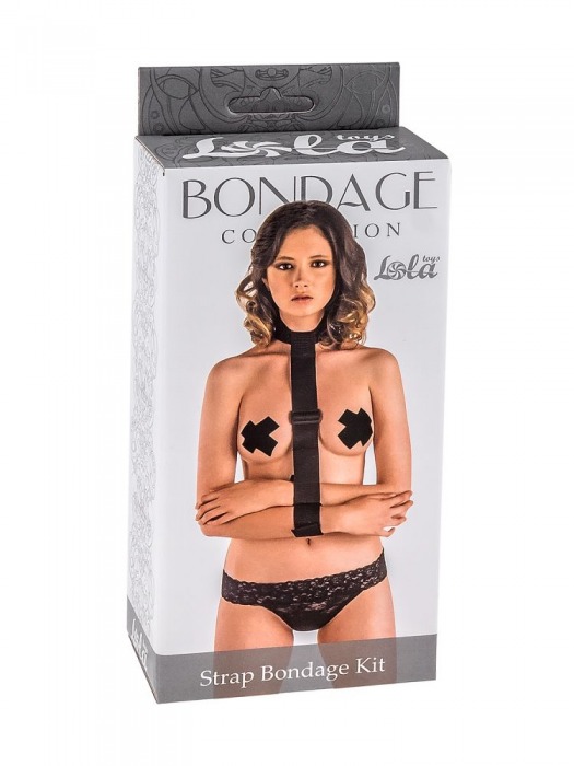 Ошейник с длинной лентой и наручниками Strap Bondage Kit Plus Size - Lola Games - купить с доставкой в Стерлитамаке