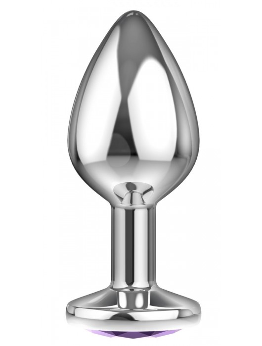 Малая серебристая анальная пробка Diamond Purple Sparkle Small с фиолетовым кристаллом - 7 см. - Lola Games - купить с доставкой в Стерлитамаке