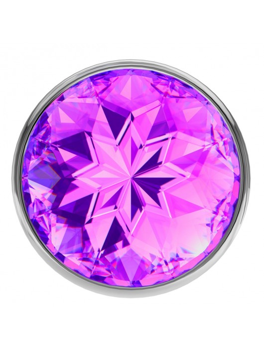 Малая серебристая анальная пробка Diamond Purple Sparkle Small с фиолетовым кристаллом - 7 см. - Lola Games - купить с доставкой в Стерлитамаке