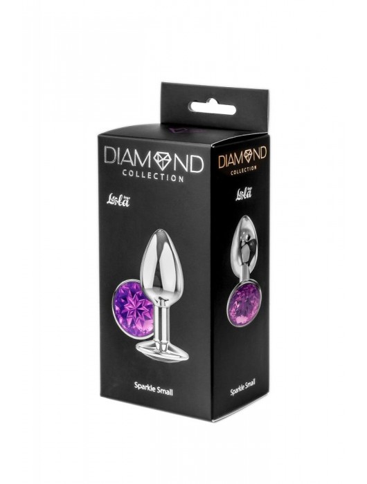 Малая серебристая анальная пробка Diamond Purple Sparkle Small с фиолетовым кристаллом - 7 см. - Lola Games - купить с доставкой в Стерлитамаке