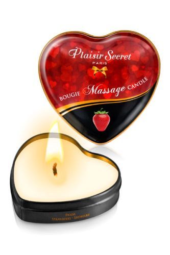 Массажная свеча с ароматом клубники Bougie Massage Candle - 35 мл. - Plaisir Secret - купить с доставкой в Стерлитамаке