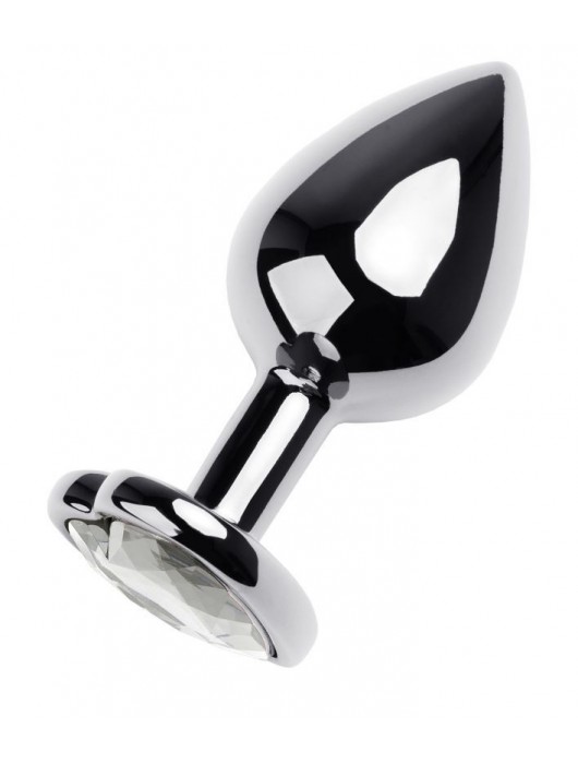 Серебристая анальная пробка с прозрачным кристаллом-сердцем - 8 см. - ToyFa - купить с доставкой в Стерлитамаке