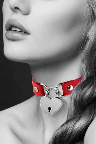 Красный чокер с замком в форме сердца - Bijoux Pour Toi - купить с доставкой в Стерлитамаке