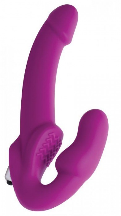 Ярко-розовый безремневой вибрострапон Evoke Vibrating Strapless Silicone Strap-on Dildo - XR Brands - купить с доставкой в Стерлитамаке