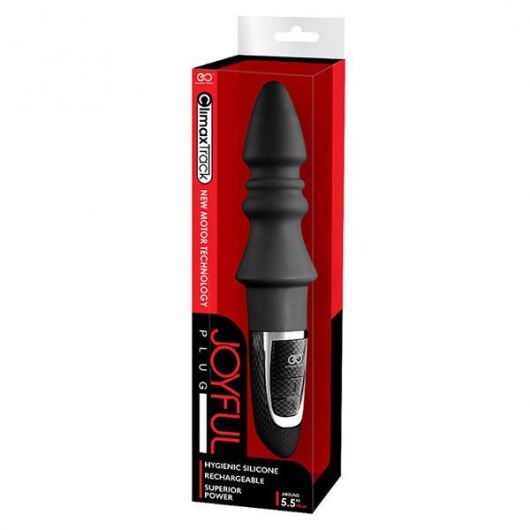 Черный конический анальный вибромассажер-ёлочка JOYFUL PLUG VIBRATOR 5.5INCH - 14 см. - NMC