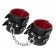 Черные кожаные наручники с двумя ремнями и красной подкладкой - Pecado - купить с доставкой в Стерлитамаке